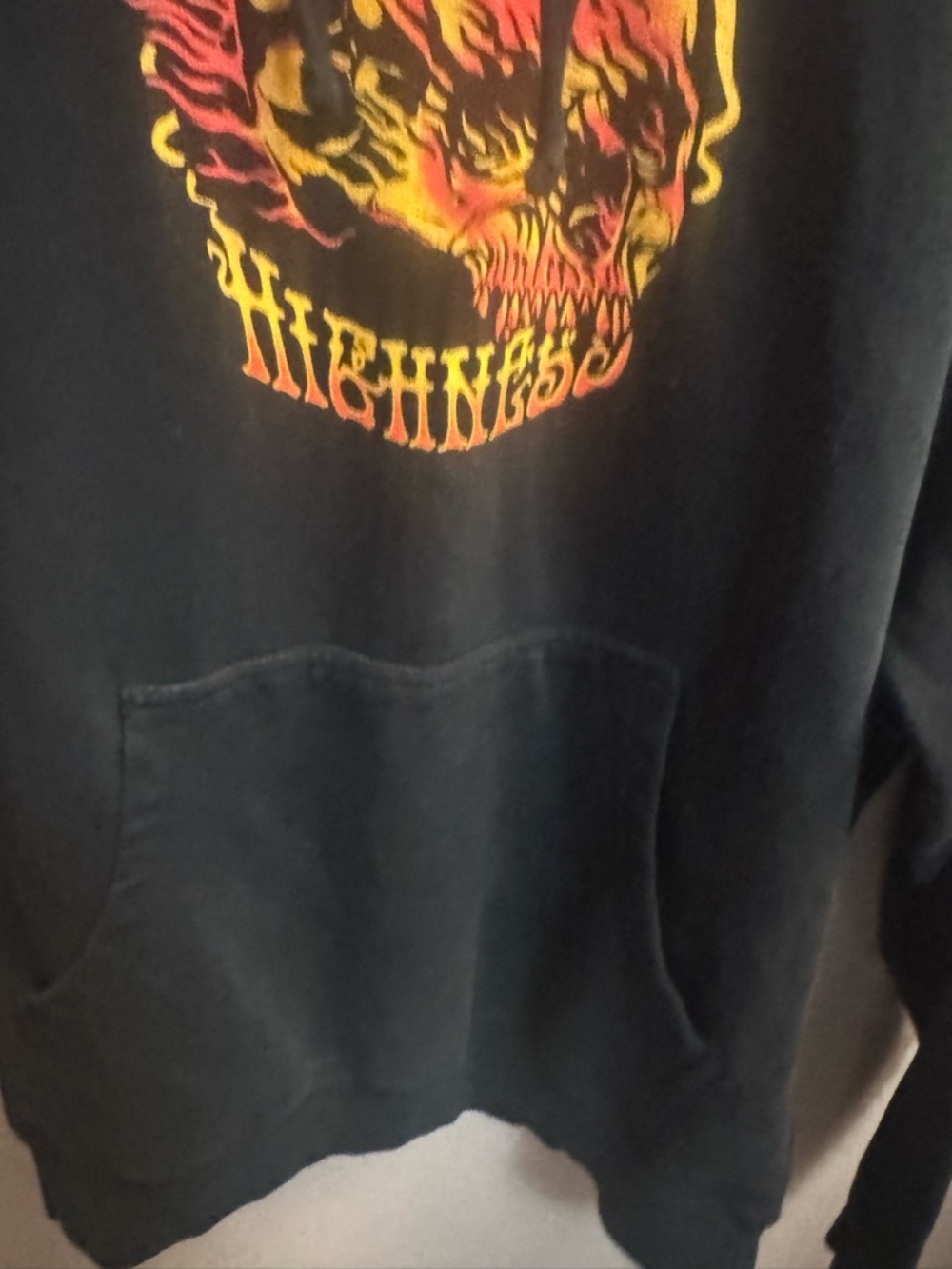 Your Highness Consciousness Hoodie Skull on Fire Black Sweatshirt Size Medium - Picture 12 of 14